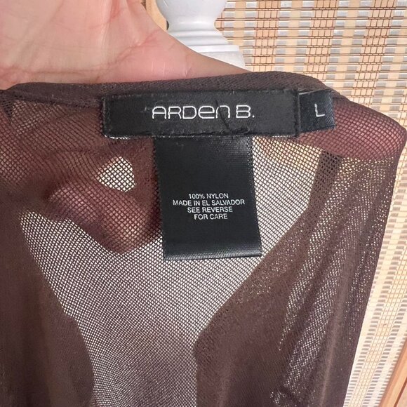 Vintage Y2K Arden B chocolate brown mesh scoop neck long sleeve - Picture 4 of 4